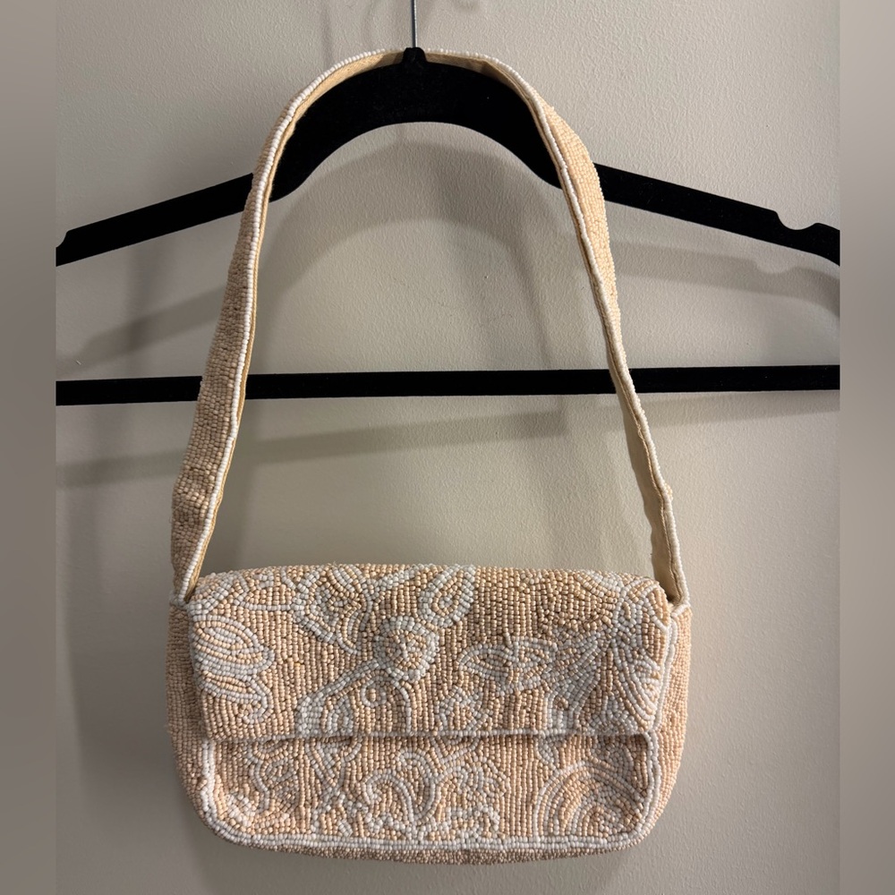 Anthropologie Floral Beaded Shoulder Bag